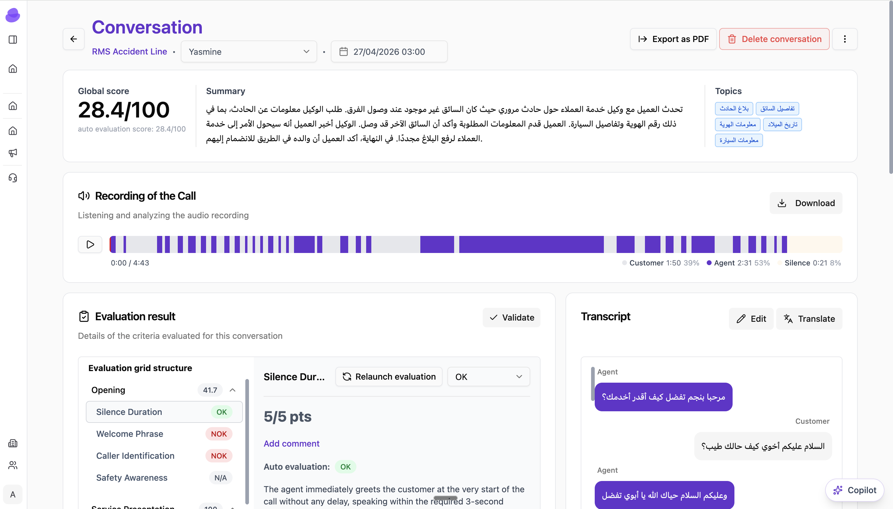 AlloIntelligence QM dashboard